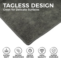 - All-Purpose Microfiber Terry Cleaning Towels - Commercial Grade, Highly Absorbent, Lint-Free, Streak-Free, Kitchens, Bathrooms, Offices, 300Gsm, 12In X 12In, Grey (12-Pack)