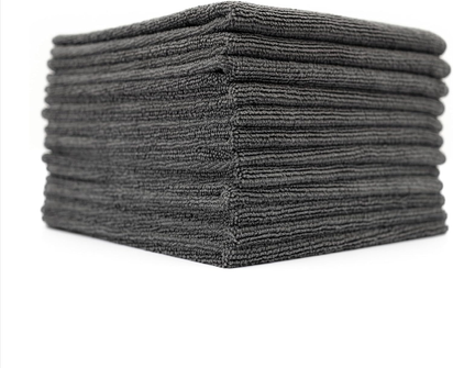- All-Purpose Microfiber Terry Cleaning Towels - Commercial Grade, Highly Absorbent, Lint-Free, Streak-Free, Kitchens, Bathrooms, Offices, 300Gsm, 12In X 12In, Grey (12-Pack)